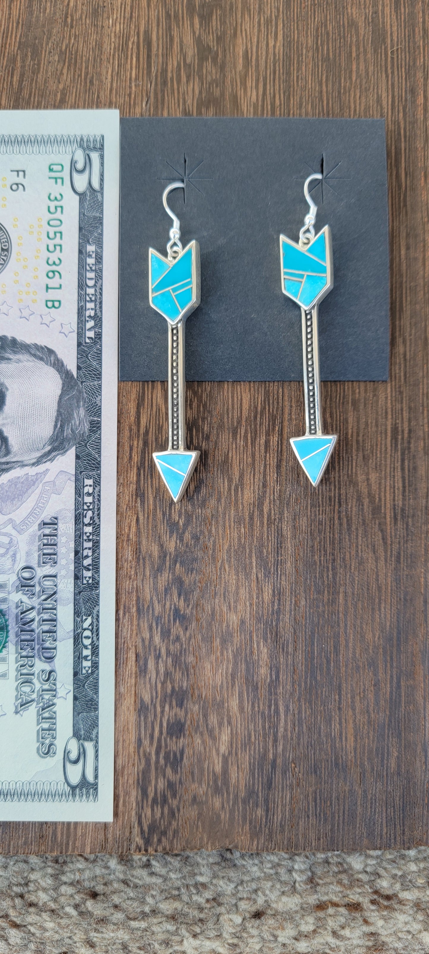 Bright turquoise arrow earrings