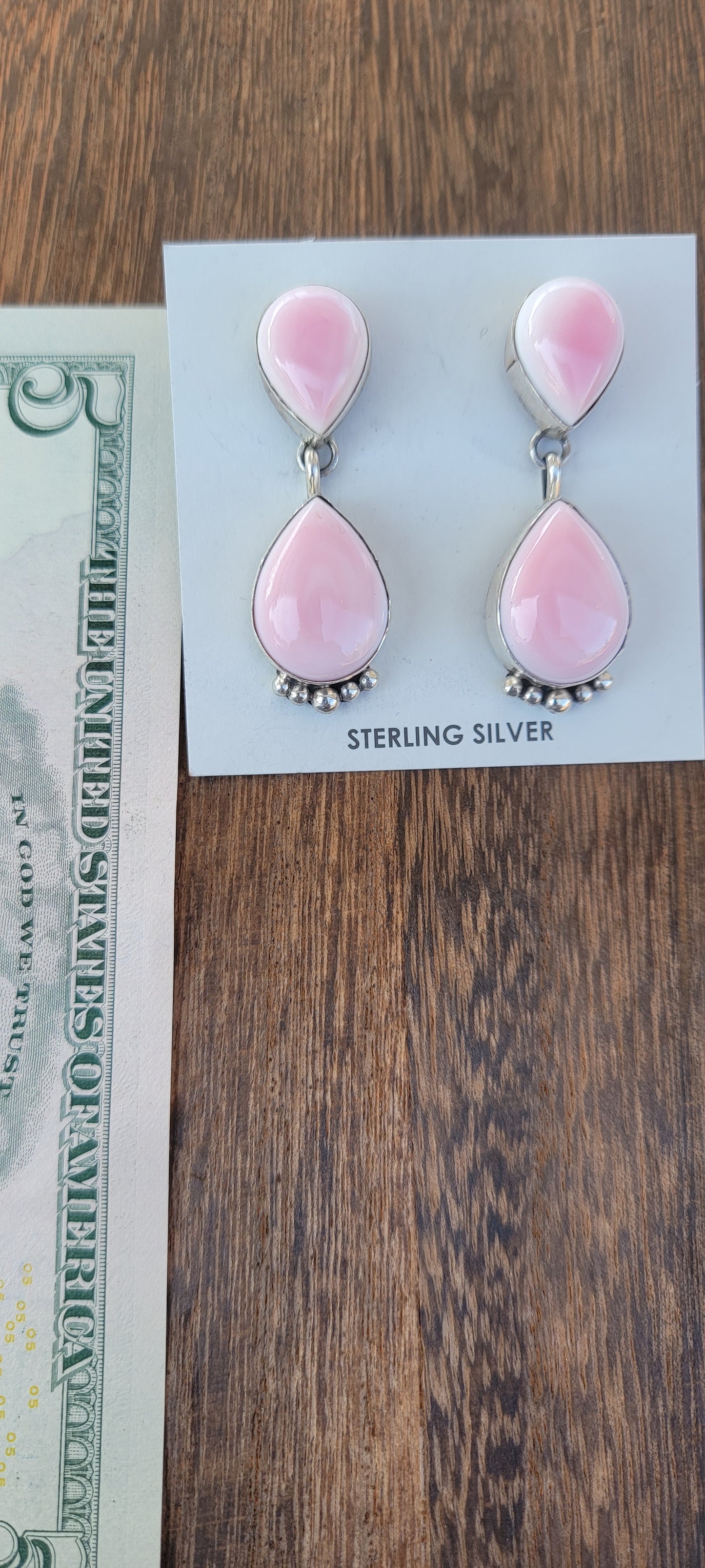Bright pink conch shell earrings