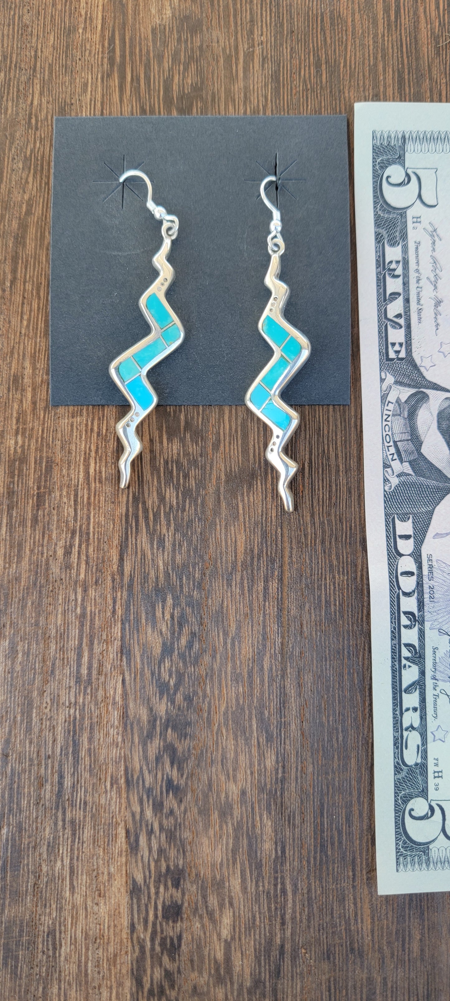 Gorgeous lightening bolt turquoise earrings