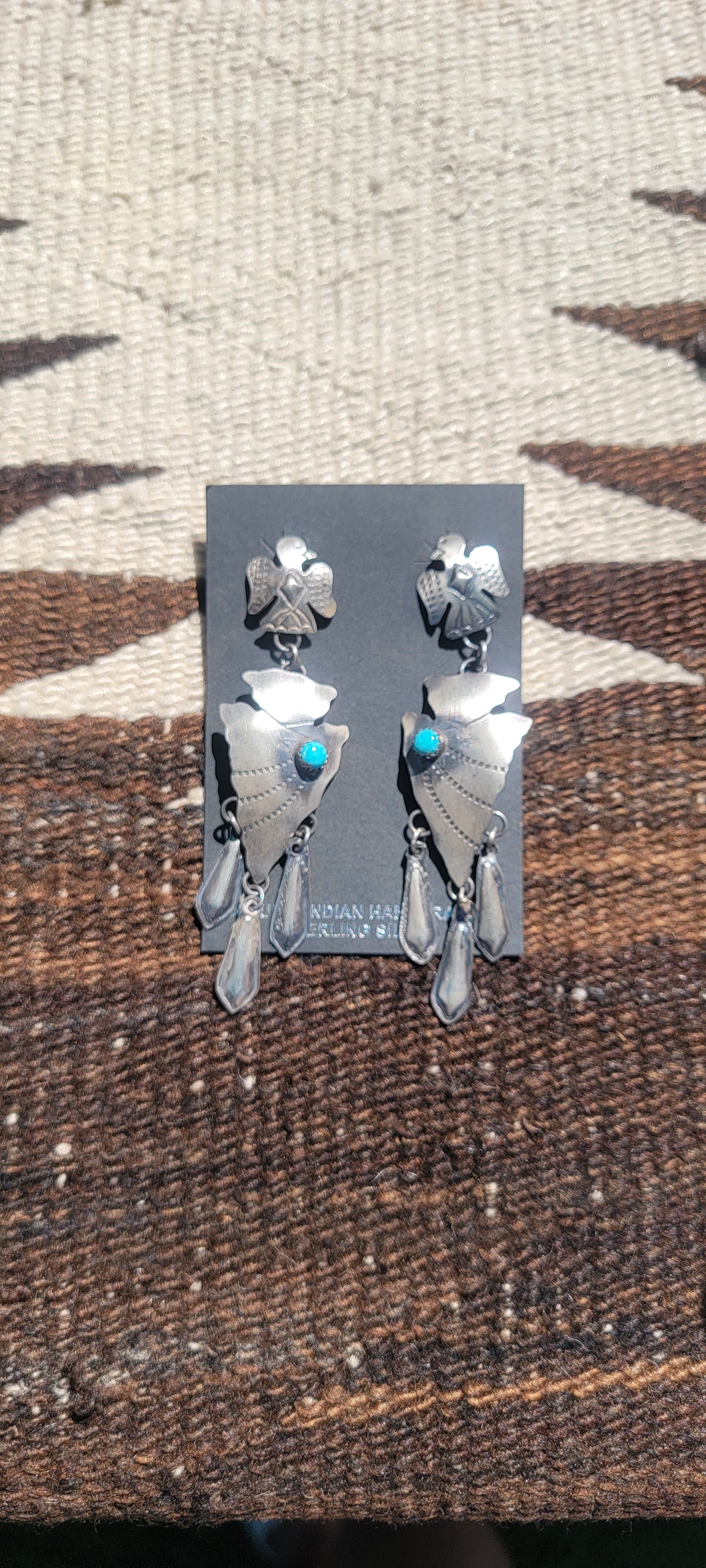 Sterling silver sun lighter weight arrow with Thunderbird earrings